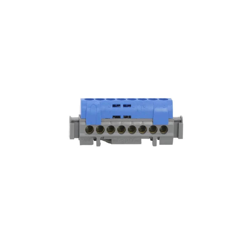 Prix Réduit Legrand - Bornier de répartition IP 2X - neutre - 8 connexions 1,5 à 16 mm² -bleu- L 75 mm - Réf 004842