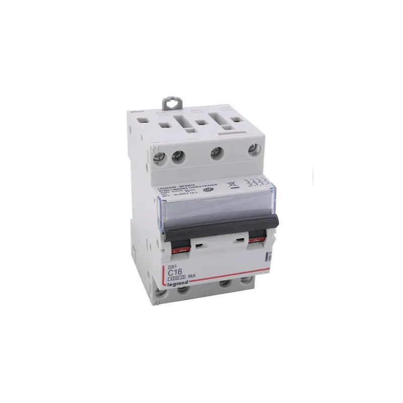 Expédié Aujourd'hui Legrand - Disjoncteur DX³ 4500 - vis/vis - 4P - 400 V~ - 16A - 6kA - courbe C - 3 modules - Réf 406910