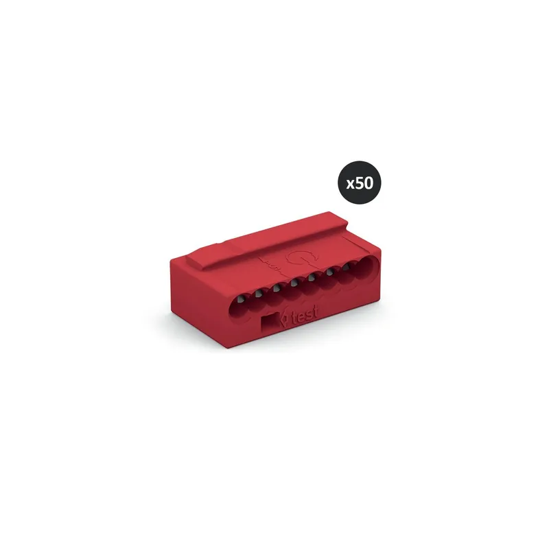 Vente Flash Wago - Boîte de 50 bornes micro - 8 fils - Rouge - Série 243 Courant faible - Réf 243-808(50)